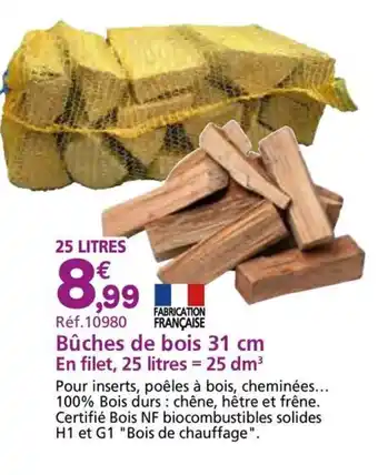 Provence Outillage Bûches de bois 31 cm En filet, 25 litres = 25 dm offre