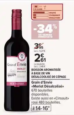Carrefour Grain d’Envie Merlot Désalcoolisé offre