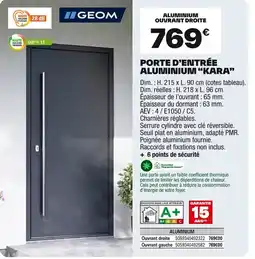 Brico Dépôt GEOM Porte d'entrée aluminium "kara" offre
