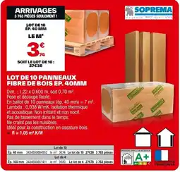 Brico Dépôt SOPREMA Lot de 10 panneaux fibre de bois ep. 40mm offre