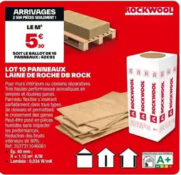 Brico Dépôt ROCKWOOL Lot 10 panneaux laine de roche db rock offre