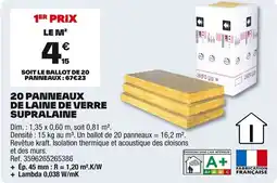 Brico Dépôt 20 panneaux de laine de verre supralaine offre