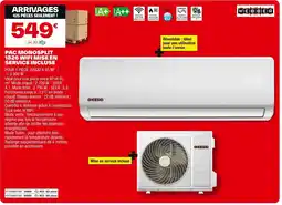 Brico Dépôt Pac monosplit 1826 wifi mise en service incluse pour 1 pièce jusqu'a 85 m² / > 3 800 w offre