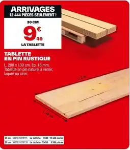 Brico Dépôt Tablette en pin rustique offre