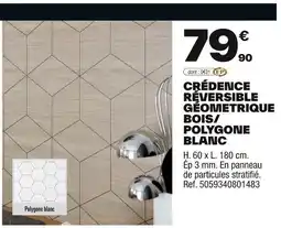 Brico Dépôt Crédence reversible geometrique bois/ polygone blanc offre