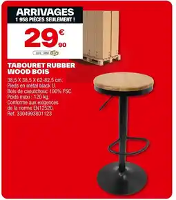 Brico Dépôt Tabouret rubber wood bois offre