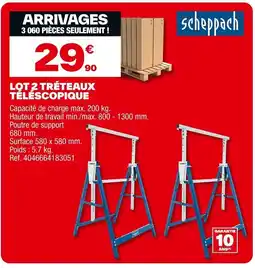 Brico Dépôt SCHEPPACH Lot 2 tréteaux téléscopique offre