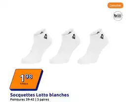 Action LOTTO Socquettes blanches offre