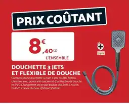 Bricomarché Douchette 3 jets et flexible de douche offre