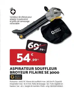 Bricomarché BEST GREEN Aspirateur souffleur broyeur filaire se 3000 offre