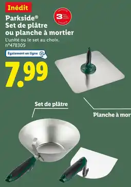 Lidl Parkside Set de plâtre ou planche à mortier offre
