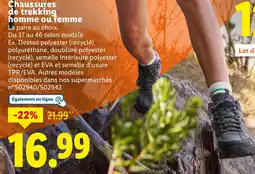 Lidl Chaussures de trekking homme ou femme offre