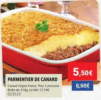 Gel 2000 Parmentier de canard offre