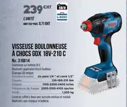 Master Pro BOSCH Visseuse boulonneuse à chocs gdx 18v-210 c offre