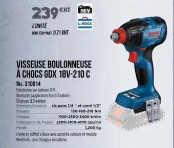 Master Pro BOSCH Visseuse boulonneuse à chocs gdx 18v-210 c offre