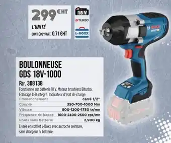 Master Pro BOSCH Boulonneuse gds 18v-1000 offre