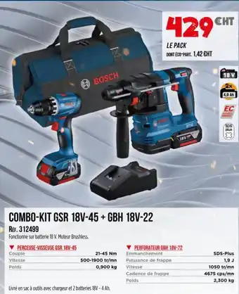 Master Pro BOSCH Combo-kit gsr 18v-45 + gbh 18v-22 offre