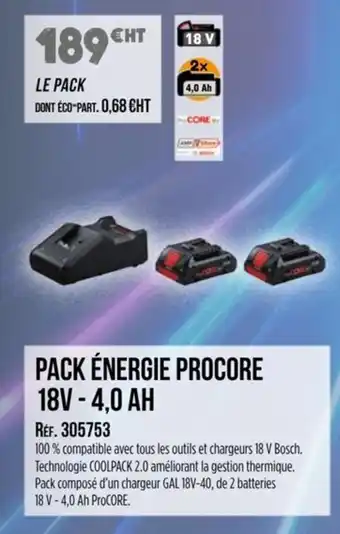 Master Pro BOSCH Pack énergie procore 18v - 4,0 ah offre