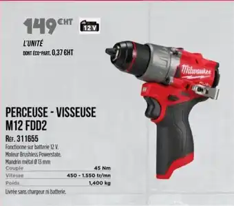 Master Pro MILWAUKEE Perceuse - visseuse m12 fdd2 offre