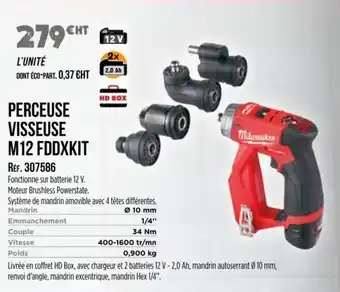 Master Pro MILWAUKEE Perceuse visseuse m12 fddxkit offre