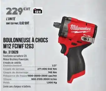 Master Pro MILWAUKEE Boulonneuse à chocs m12 fciwf1263 offre