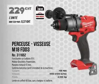 Master Pro MILWAUKEE Perceuse - visseuse m18 fdd3 offre