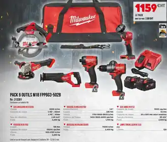 Master Pro MILWAUKEE Pack 6 outils m18 fpp6g3-502b offre