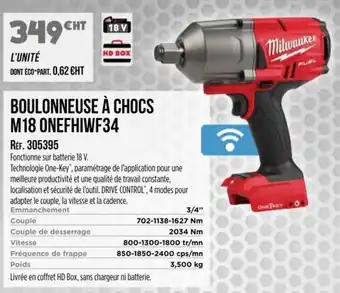 Master Pro MILWAUKEE Boulonneuse à chocs m18 onefhiwf34 offre