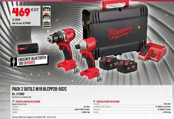 Master Pro MILWAUKEE Pack 2 outils m18 blcpp2b-502c offre