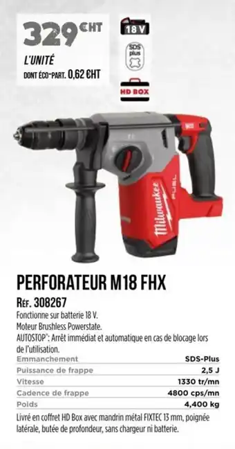 Master Pro MILWAUKEE Perforateur m18 fhx offre