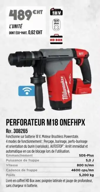 Master Pro MILWAUKEE Perforateur m18 onefhpx offre