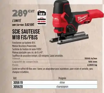Master Pro MILWAUKEE Scie sauteuse m18 fjs/fbjs offre