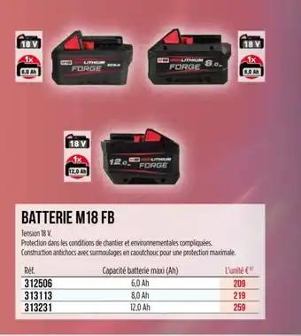 Master Pro MILWAUKEE Batterie m18 fb offre