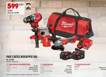 MILWAUKEE Pack 3 outils m18 blpp3c-502