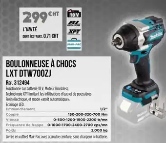 Master Pro MAKITA Boulonneuse à chocs lxt dtw700zj offre
