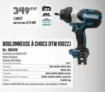 Master Pro MAKITA Boulonneuse à chocs dtw1002zj offre