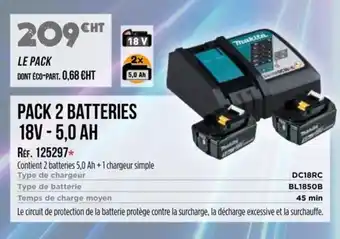 Master Pro MAKITA Pack 2 batteries 18v - 5,0 ah offre