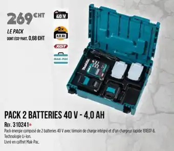 Master Pro MAKITA Pack 2 batteries 40 v - 4,0 ah offre