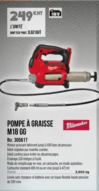 Master Pro MILWAUKEE Pompe à graisse m18 gg offre