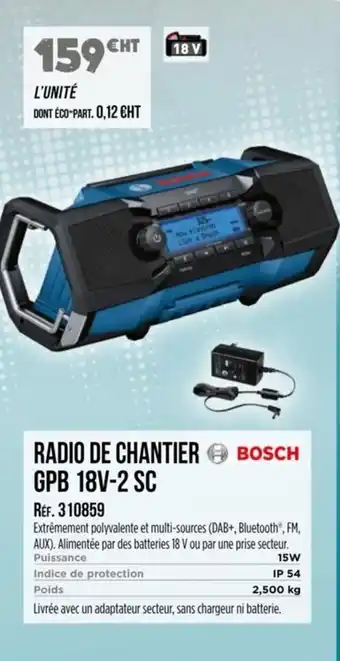 Master Pro BOSCH Radio de chantier bosch gpb 18v-2 sc offre