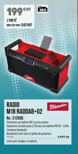Master Pro MILWAUKEE Radio m18 raddab+g2 offre