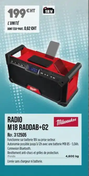 Master Pro MILWAUKEE Radio m18 raddab+g2 offre