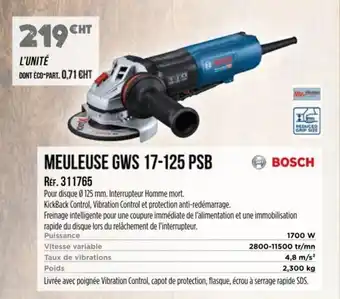Master Pro BOSCH Meuleuse gws 17-125 psb offre