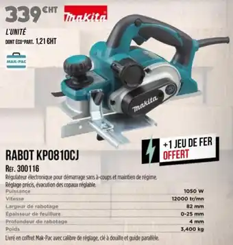 Master Pro MAKITA Rabot kp0810cj offre