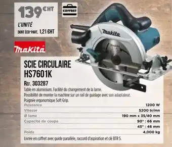 Master Pro MAKITA Scie circulaire hs7601k offre