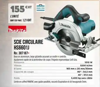 Master Pro MAKITA Scie circulaire HS6601J offre