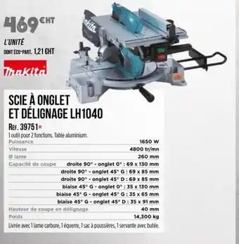 Master Pro MAKITA Scie à onglet et délignage lh1040 offre