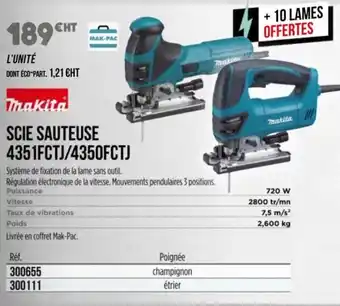 Master Pro MAKITA Scie sauteuse 4351fctj/4350fctj offre