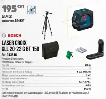 Master Pro BOSCH Laser croix gll 20-22 g bt 150 offre