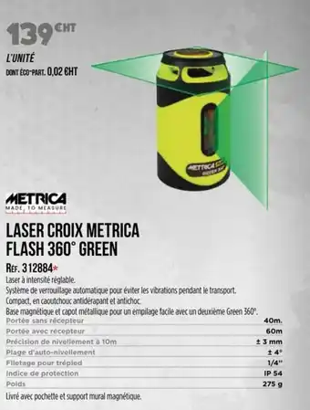 Master Pro Laser croix metrica flash 360° green offre